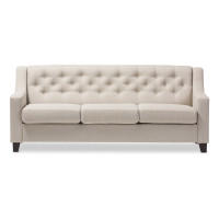 Baxton Studio BBT8021-SF-Light Beige-6086-1 Arcadia Modern and Contemporary Button-Tufted Living Room 3-Seater Sofa